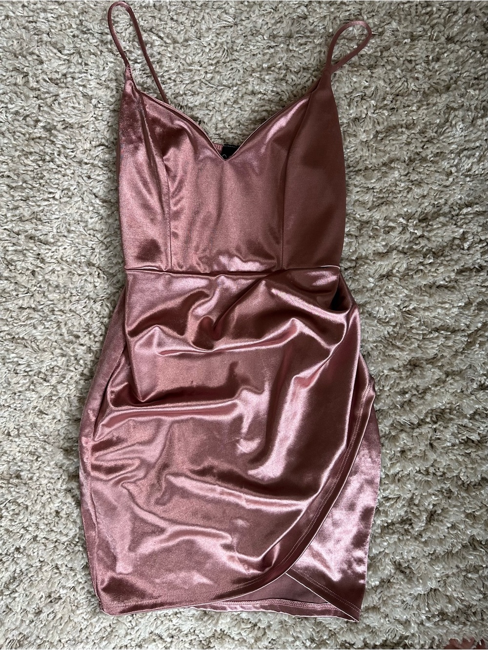 Windsor Pink Satin Spaghetti Strap Mini Dress